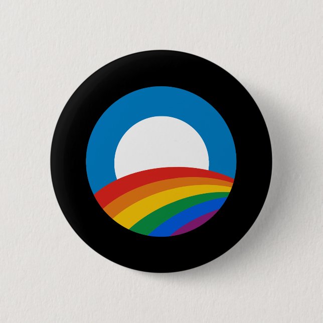 Chapa Redonda De 5 Cm Obama Arcoiris (Anverso)
