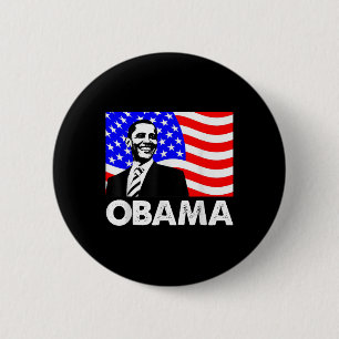 Chapa Redonda De 5 Cm Obama Bandera Estadounidense Regalo Presidente