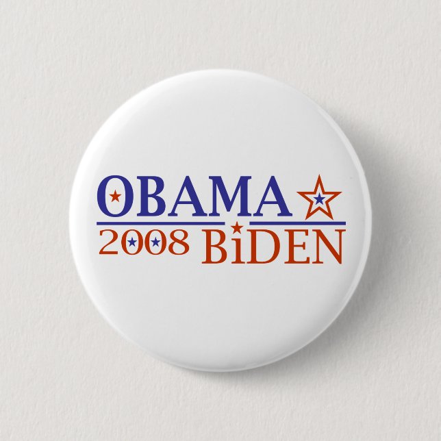 Chapa Redonda De 5 Cm Obama Biden 08 (Anverso)