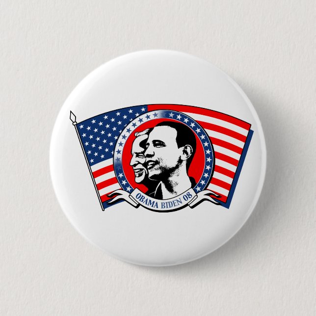 Chapa Redonda De 5 Cm Obama Biden 2008 (Anverso)