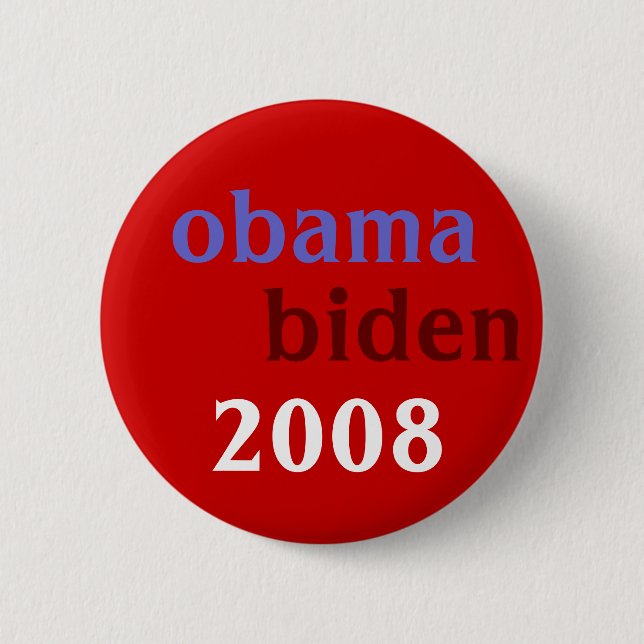 Chapa Redonda De 5 Cm Obama Biden 2008 (Anverso)