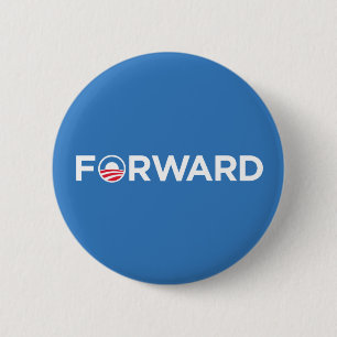 Chapa Redonda De 5 Cm Obama Biden 2012 adelante (blanco en azul claro)