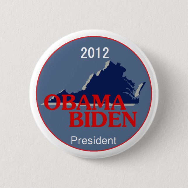 Chapa Redonda De 5 Cm Obama Biden VIRGINIA (Anverso)