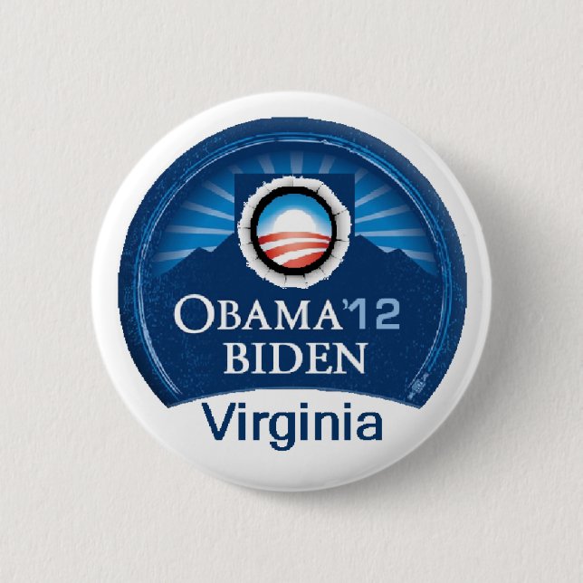 Chapa Redonda De 5 Cm Obama Biden VIRGINIA (Anverso)