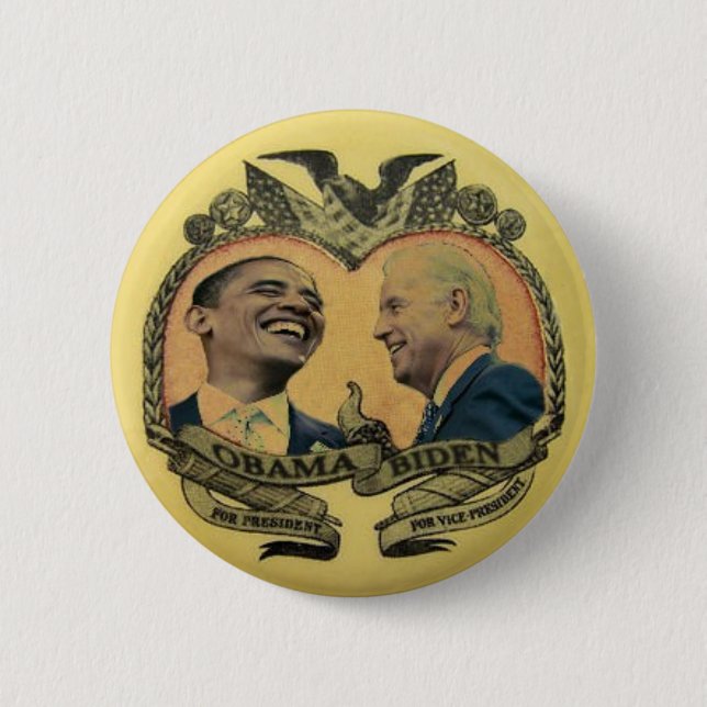 Chapa Redonda De 5 Cm Obama/botón retro de Biden Jugate (Anverso)
