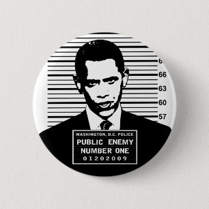Chapa Redonda De 5 Cm Obama - enemigo público número uno