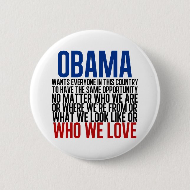Chapa Redonda De 5 Cm Obama & Equality (Anverso)