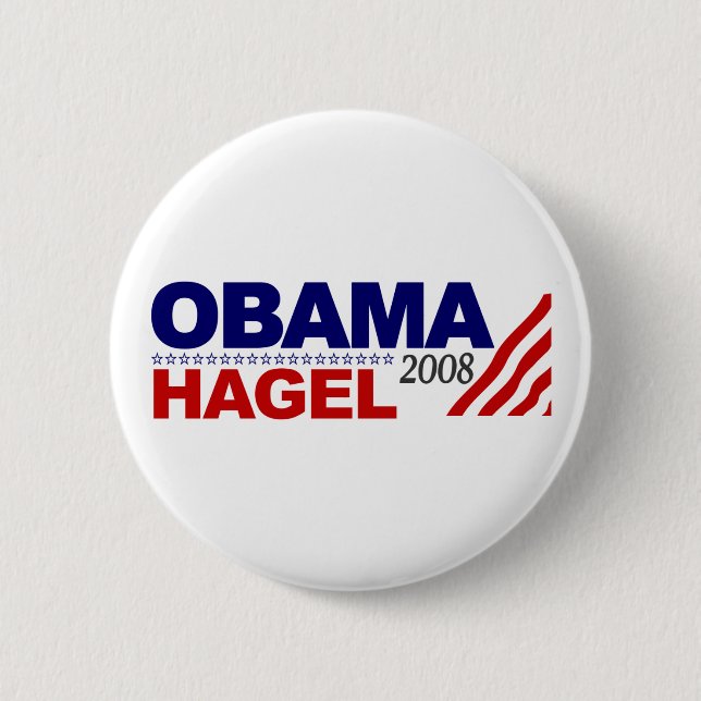 Chapa Redonda De 5 Cm Obama Hagel 2008 (Anverso)
