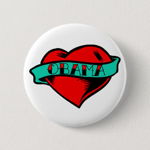 Chapa Redonda De 5 Cm Obama Heart Tattoo