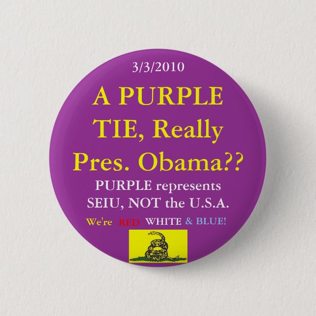 Chapa Redonda De 5 Cm Obama lleva púrpura de SEIU (Anverso)