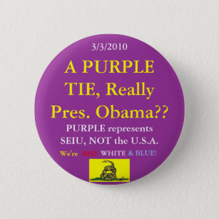 Chapa Redonda De 5 Cm Obama lleva púrpura de SEIU