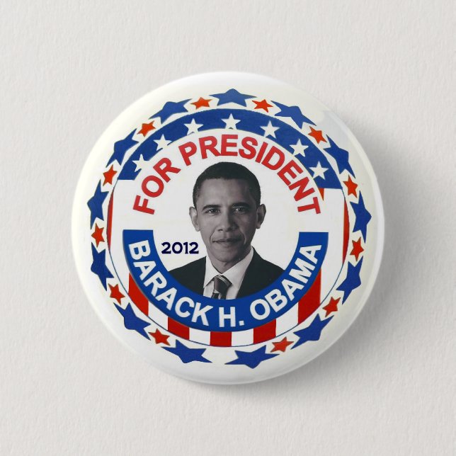 Chapa Redonda De 5 Cm Obama patriótico 2012 (Anverso)