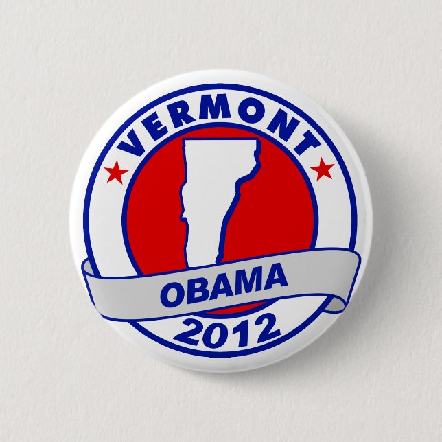 Chapa Redonda De 5 Cm Obama - Vermont (Anverso)