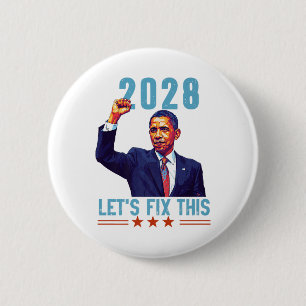 Chapa Redonda De 5 Cm Obama vintage patriótico en protesta política 2028