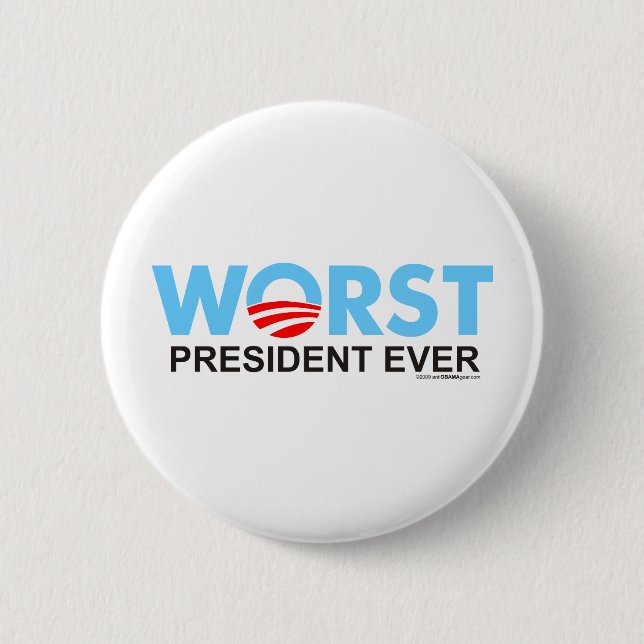 Chapa Redonda De 5 Cm Obama WorstEver (Anverso)