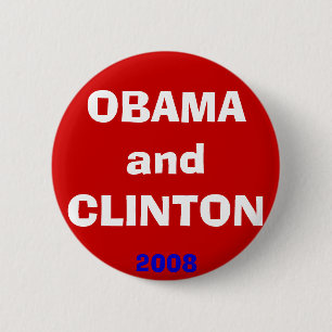 Chapa Redonda De 5 Cm OBAMA y CLINTON, 2008