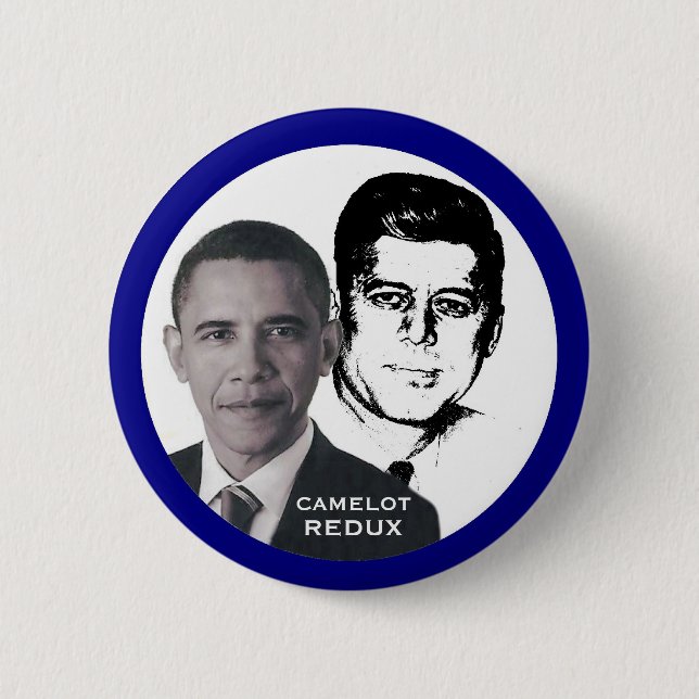 Chapa Redonda De 5 Cm Obama y JFK (Anverso)