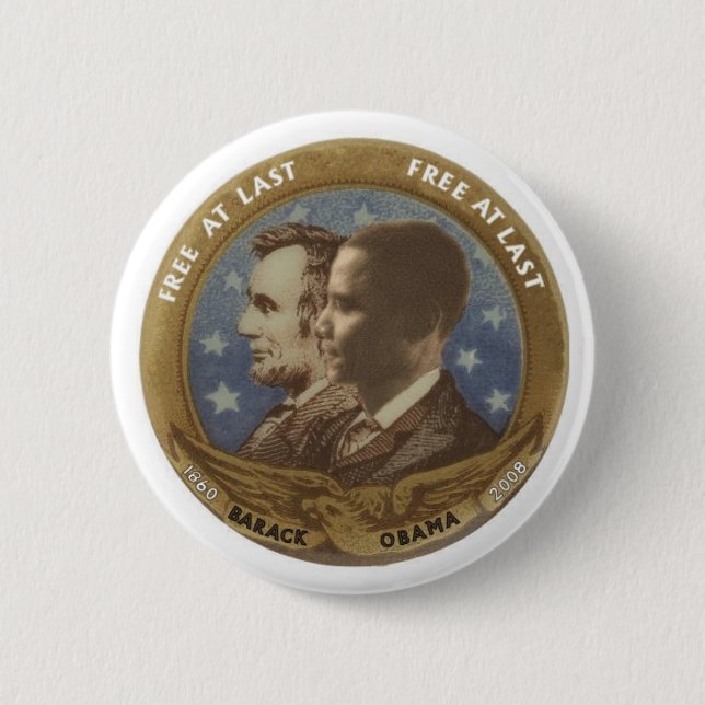 Chapa Redonda De 5 Cm Obama y Lincoln (Anverso)