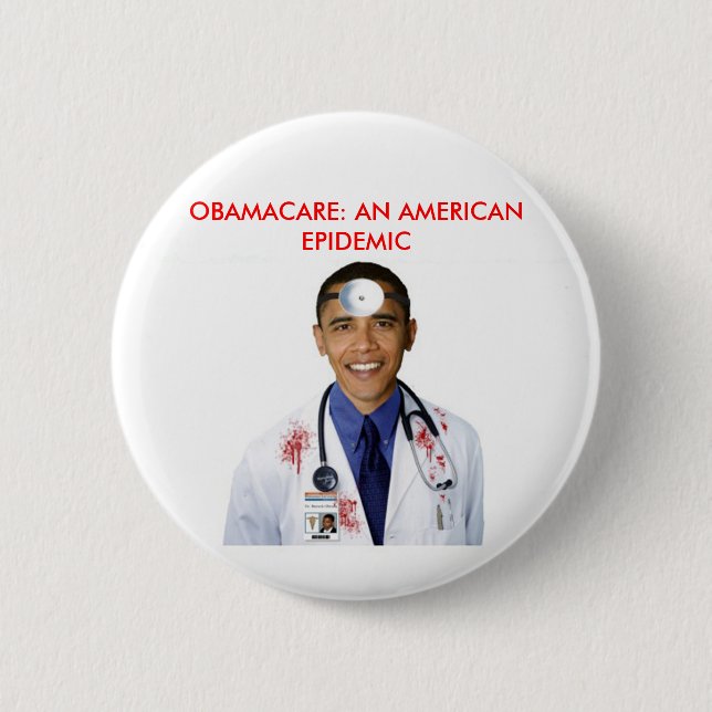 Chapa Redonda De 5 Cm Obamacare Anti Obama Health Care Appartal (Anverso)