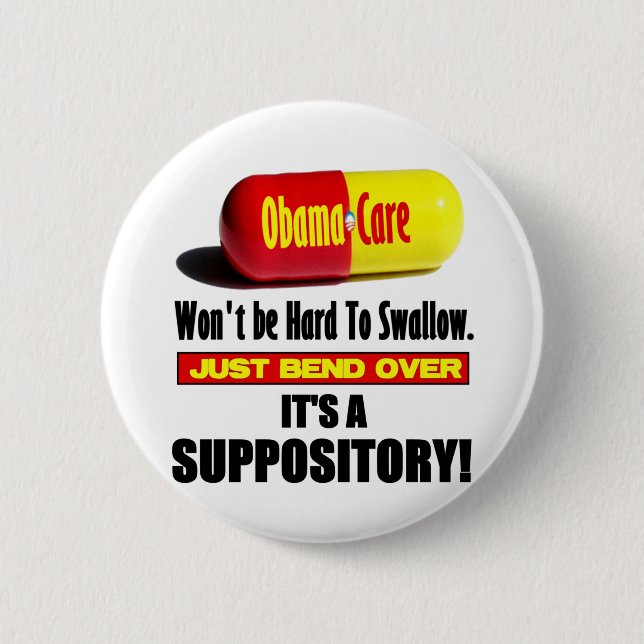 Chapa Redonda De 5 Cm ObamaCare - Suppository (Anverso)