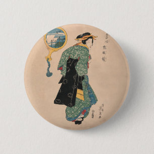 Chapa Redonda De 5 Cm Obra de arte de cortesía de kimono japonesa