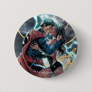 Chapa Redonda De 5 Cm Obra promocional de superman/mujer maravilla