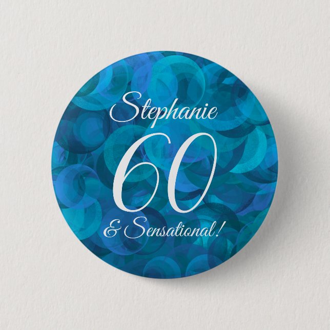 Chapa Redonda De 5 Cm Ocean Blue 60 and Sensational Birthday Party (Anverso)