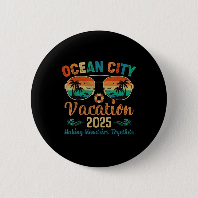 Chapa Redonda De 5 Cm Ocean City Beach Vacation 2025 Friends Family Summ (Anverso)