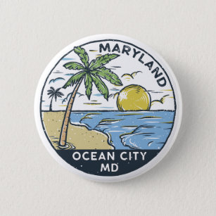 Chapa Redonda De 5 Cm Ocean City Maryland Vintage