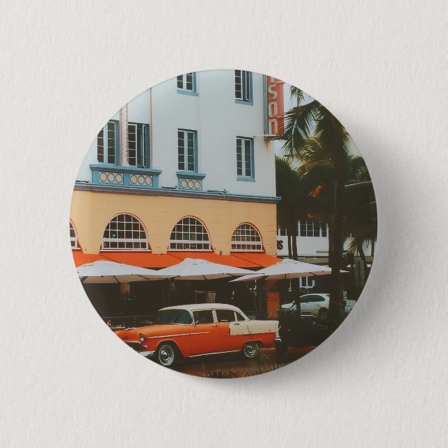 Chapa Redonda De 5 Cm Ocean Drive, South Beach, Miami (Anverso)