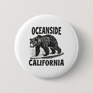 Chapa Redonda De 5 Cm Oceanside California Ca Surfista Retro Playa Surf