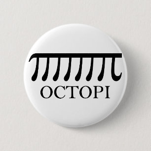 Chapa Redonda De 5 Cm Octopi - Graciosa Matemática del pulpo Pi