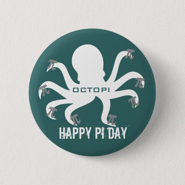 Chapa Redonda De 5 Cm Octopi Pi Day (Anverso)