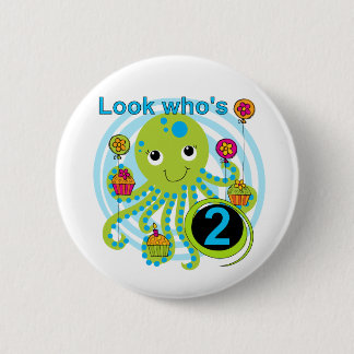 Chapa Redonda De 5 Cm Octopus 2º cumpleaños camisetas y regalos de T