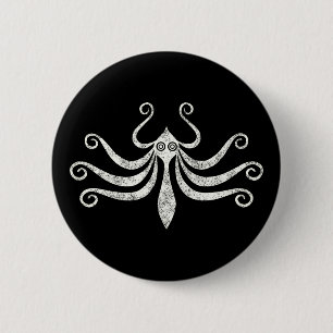 Chapa Redonda De 5 Cm Octopus minero de estilo marino mínimo (angustiado