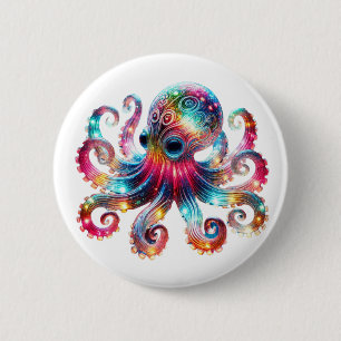 Chapa Redonda De 5 Cm Octopus místico brillante
