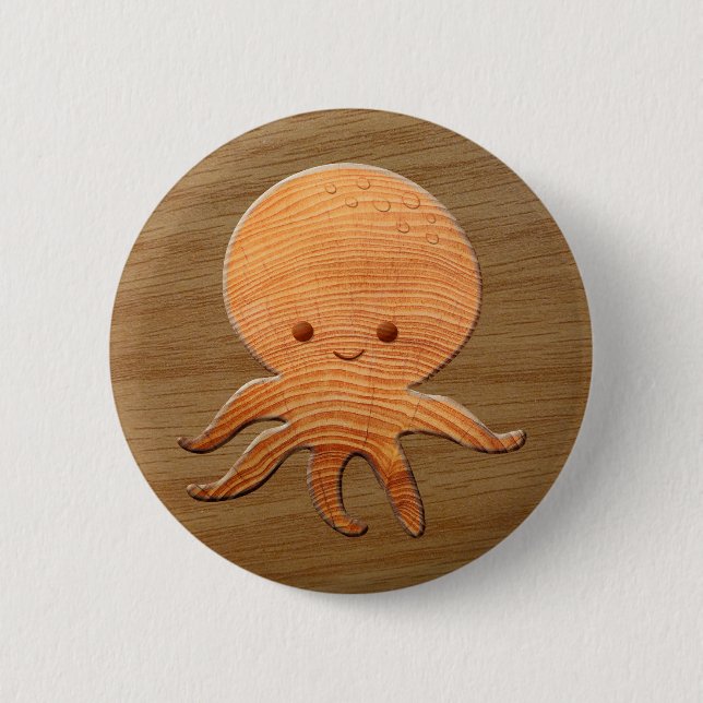 Chapa Redonda De 5 Cm Octopus Personalizado Cuidadoso Con Impresión De M (Anverso)