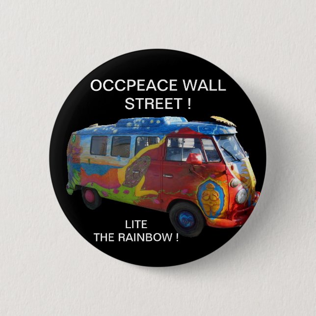 CHAPA REDONDA DE 5 CM ¡OCUPEACE WALL STREET! LITE THE RAINBOW (Anverso)