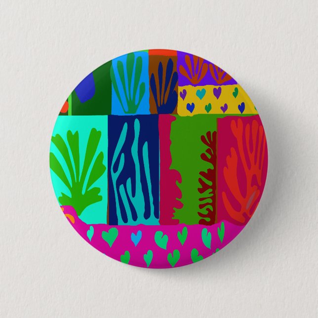 Chapa Redonda De 5 Cm Ode to Matisse Collage (Anverso)