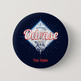 Chapa Redonda De 5 Cm Odense City Dinamarca Retro Viking Vintage Souveni