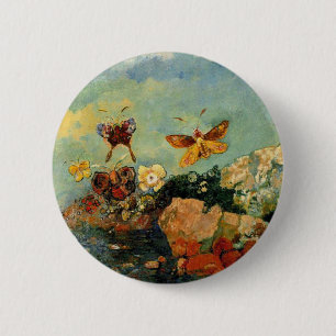 Chapa Redonda De 5 Cm Odilon Redon - Mariposas, pintura famosa,