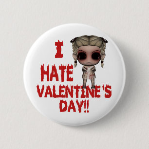 Chapa Redonda De 5 Cm odio el día de san valentín emo punk chica