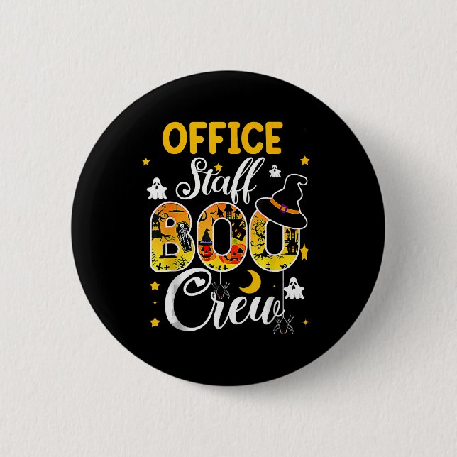 Chapa Redonda De 5 Cm Office Staff Boo Crew Funny Halloween Mateo Cos (Anverso)
