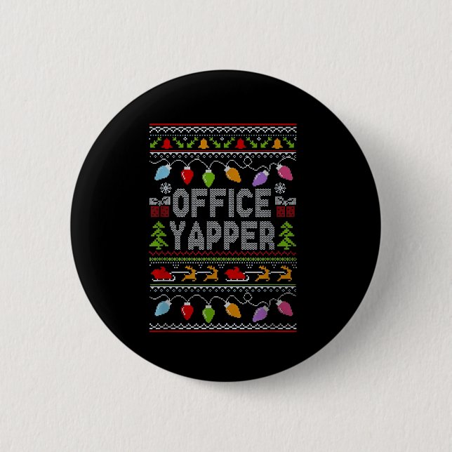 Chapa Redonda De 5 Cm Office Yapper Ugly Sweater Christmas  (Anverso)