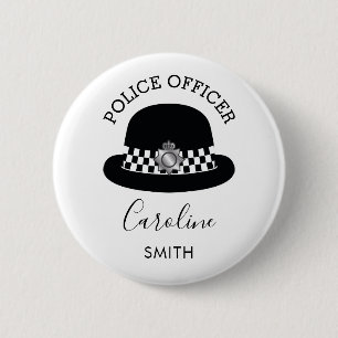 Chapa Redonda De 5 Cm Oficial de Policía Mujer Personalizado