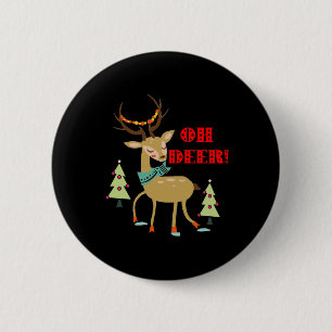 Chapa Redonda De 5 Cm ¡Oh ciervo! Navidades Venados Con Regalo De Árbole