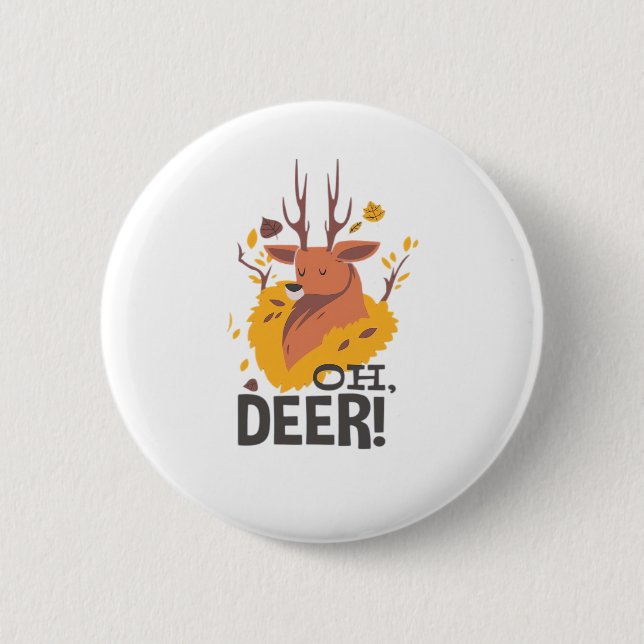 Chapa Redonda De 5 Cm Oh Deer Contemporary Minimal Look  (Anverso)