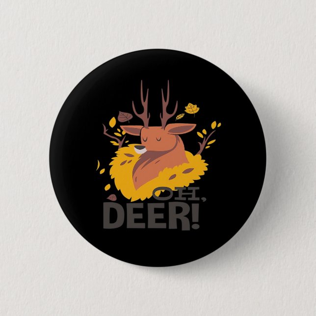 Chapa Redonda De 5 Cm Oh Deer Creative Design  (Anverso)