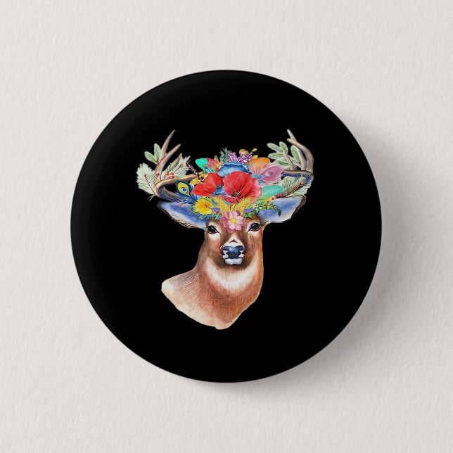 Chapa Redonda De 5 Cm Oh Deer Modern Artistic Style  (Anverso)