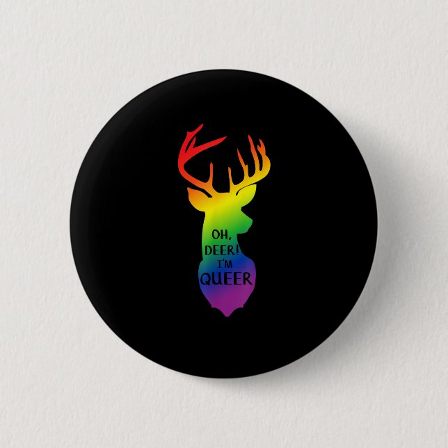 Chapa Redonda De 5 Cm Oh Deer Queer Pride Celebration Funny LGBT Gift  (Anverso)